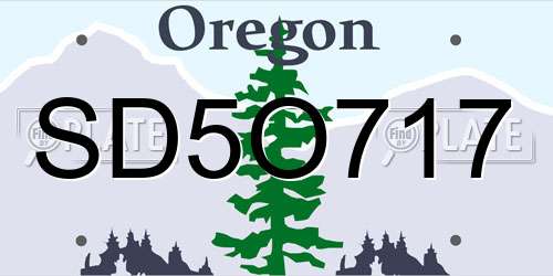 SD5O717 Oregon License Plate