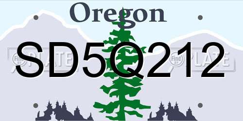 SD5Q212 Oregon License Plate