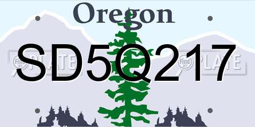 SD5Q217 Oregon License Plate