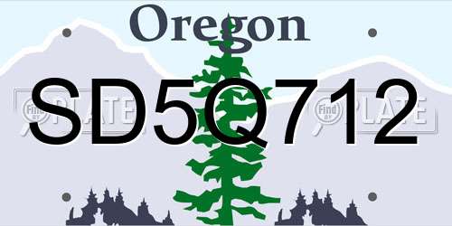 SD5Q712 Oregon License Plate