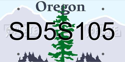SD5S105 Oregon License Plate