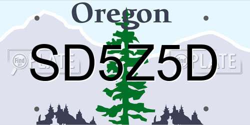 SD5Z5D Oregon License Plate