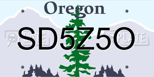 SD5Z5O Oregon License Plate