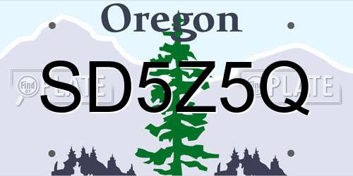 SD5Z5Q Oregon License Plate