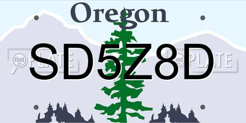 SD5Z8D Oregon License Plate