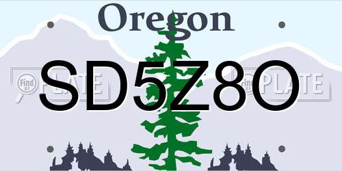 SD5Z8O Oregon License Plate