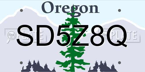SD5Z8Q Oregon License Plate