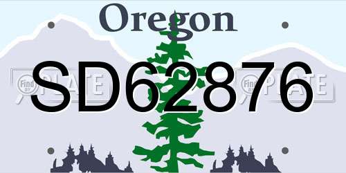 SD62876 Oregon License Plate