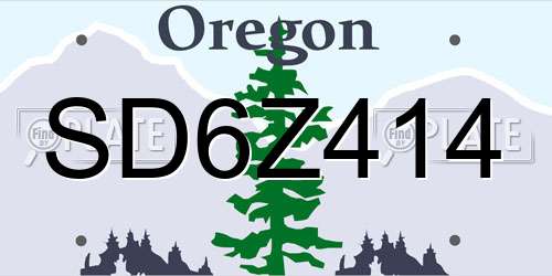SD6Z414 Oregon License Plate