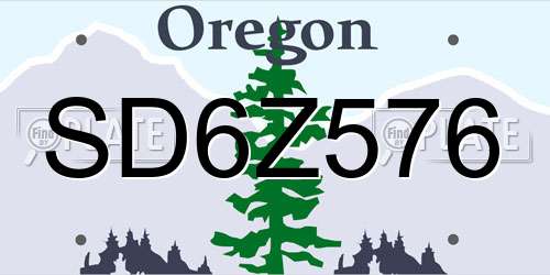 SD6Z576 Oregon License Plate