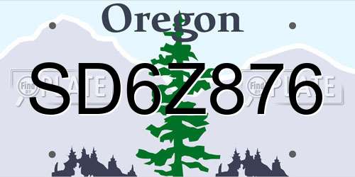 SD6Z876 Oregon License Plate