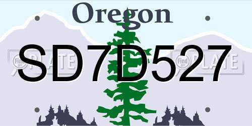 SD7D527 Oregon License Plate