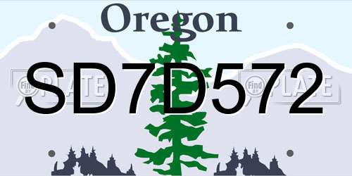 SD7D572 Oregon License Plate