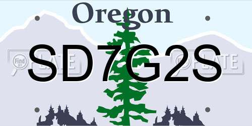 SD7G2S Oregon License Plate