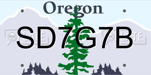 SD7G7B Oregon License Plate