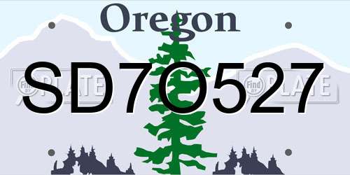 SD7O527 Oregon License Plate