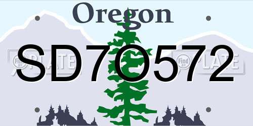 SD7O572 Oregon License Plate