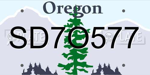 SD7O577 Oregon License Plate