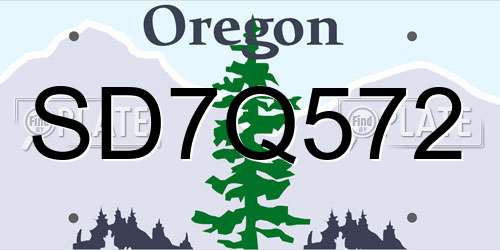 SD7Q572 Oregon License Plate