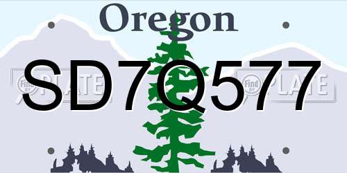SD7Q577 Oregon License Plate