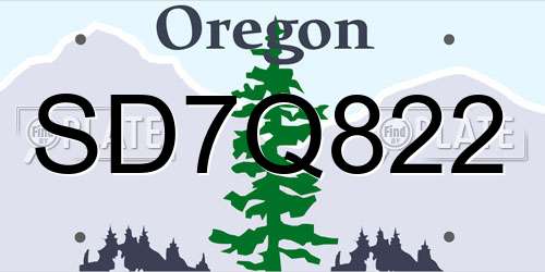 SD7Q822 Oregon License Plate