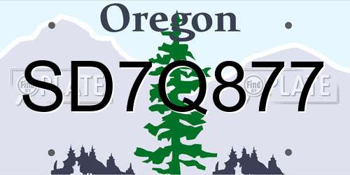 SD7Q877 Oregon License Plate