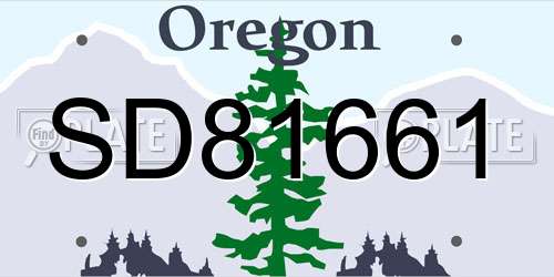 SD81661 Oregon License Plate