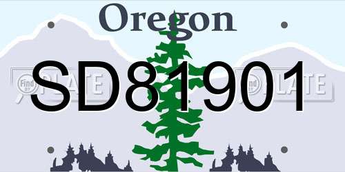 SD81901 Oregon License Plate