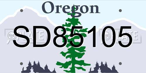 SD85105 Oregon License Plate