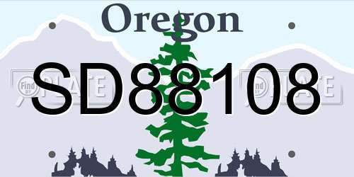 SD88108 Oregon License Plate