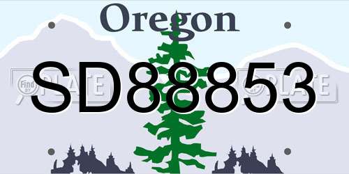 SD88853 Oregon License Plate