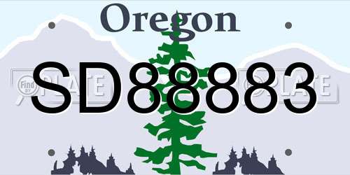 SD88883 Oregon License Plate