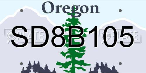 SD8B105 Oregon License Plate