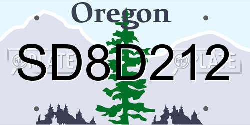 SD8D212 Oregon License Plate