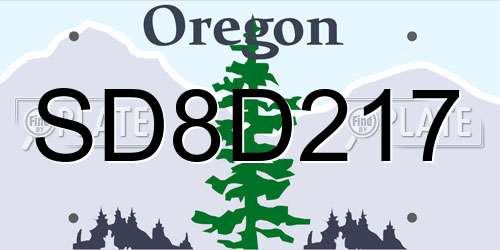 SD8D217 Oregon License Plate