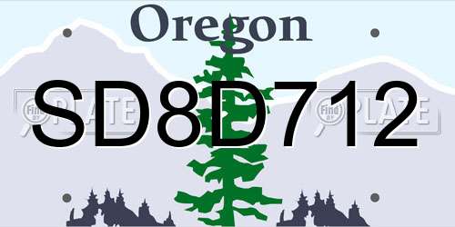SD8D712 Oregon License Plate