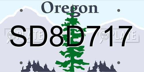 SD8D717 Oregon License Plate