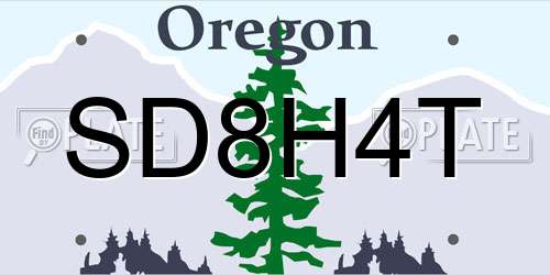 SD8H4T Oregon License Plate
