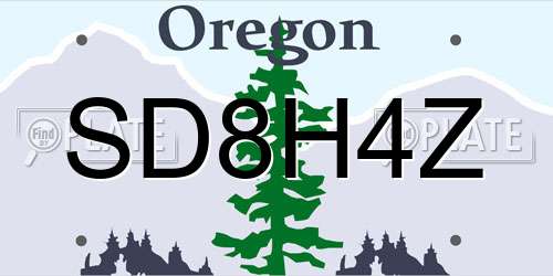 SD8H4Z Oregon License Plate