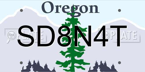 SD8N4T Oregon License Plate