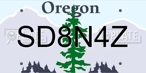 SD8N4Z Oregon License Plate