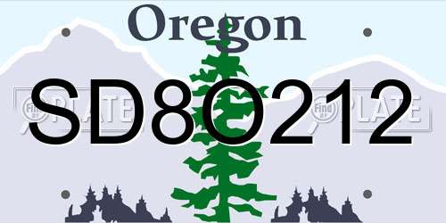 SD8O212 Oregon License Plate