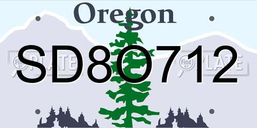 SD8O712 Oregon License Plate