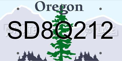 SD8Q212 Oregon License Plate