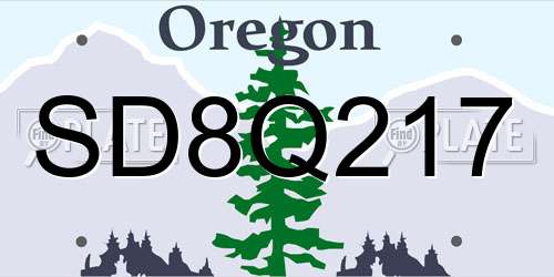 SD8Q217 Oregon License Plate