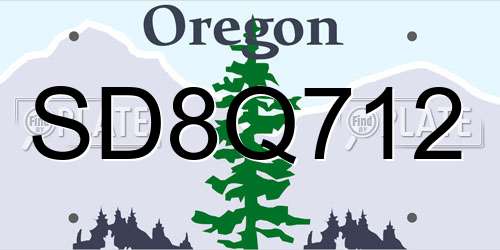 SD8Q712 Oregon License Plate