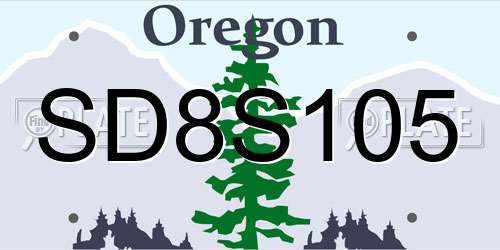 SD8S105 Oregon License Plate