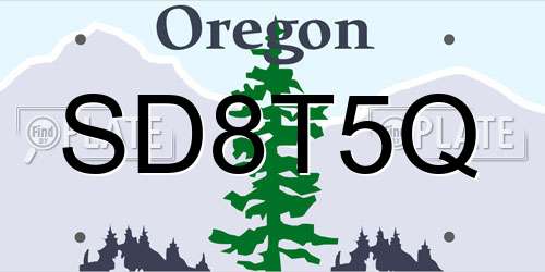 SD8T5Q Oregon License Plate