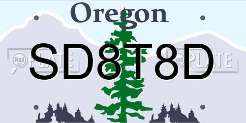 SD8T8D Oregon License Plate