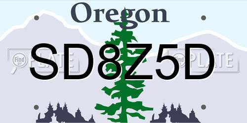 SD8Z5D Oregon License Plate